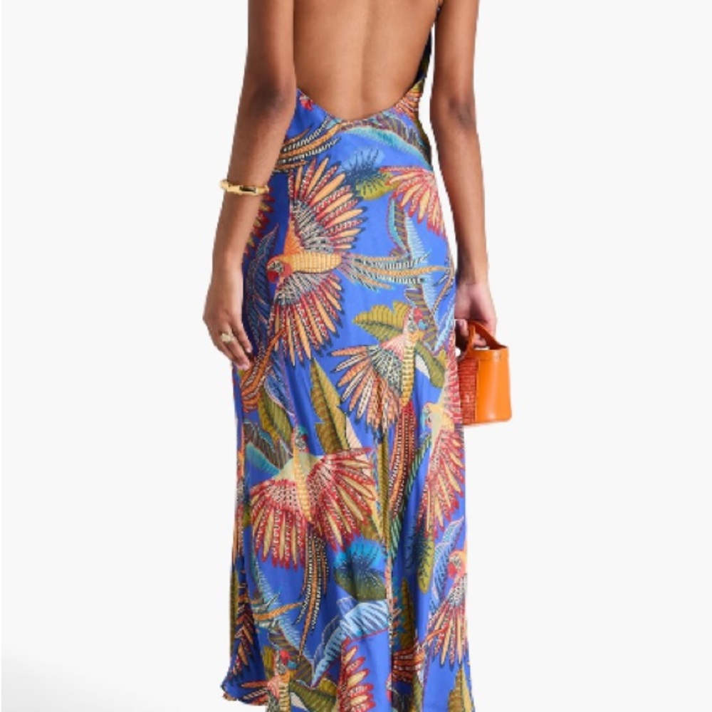 🦜 Farm Rio Blue Macaw Flight midi dress small - Picture 3 of 3